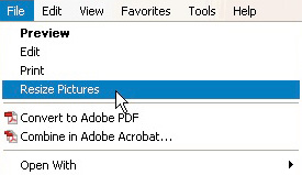 Resize Pictures Menu Item