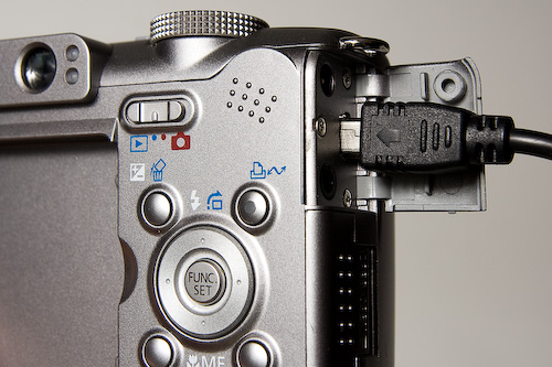 Cable plugged into camera